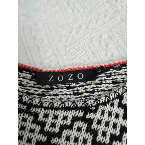 Black & White Patterned Sweater sz Large  By ZOZO - Picture 2 of 6